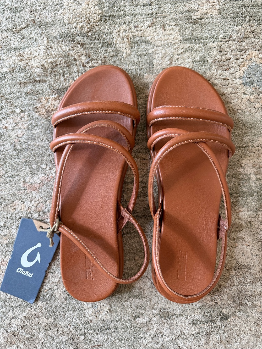 Olukai Tiare NWT Women's Tan Leather Strappy Sandals